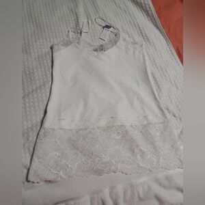 Elegant White Lace Trim Women's Top Size S